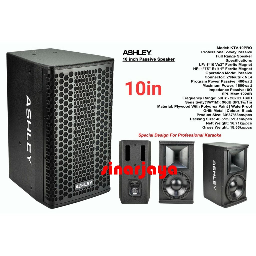 SPEAKER PASSIVE ASHLEY KTV-10PRO SPEAKER 10 INCH KTV10PRO