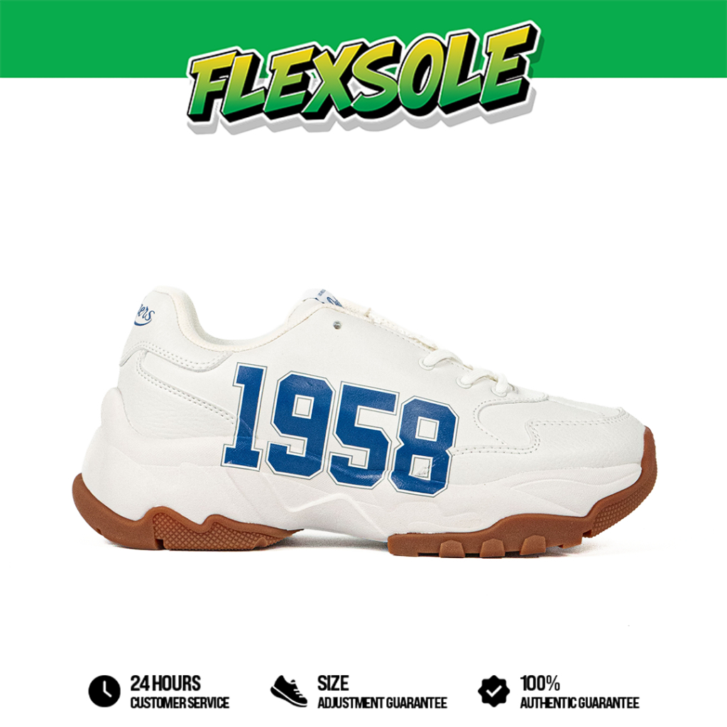 Flexsole - Sepatu Korea MLB Big Ball Chunky Daddy Shoes LA Dodgers White Blue Gum Sneakers Casual Ou
