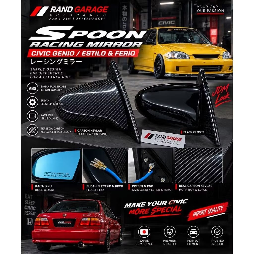 Spion Racing Spoon electrik mirror Civic Genio, Ferio