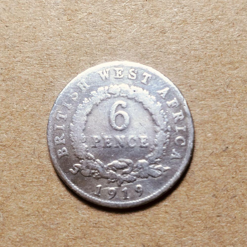 Koin perak 6 pence british west africa 1919