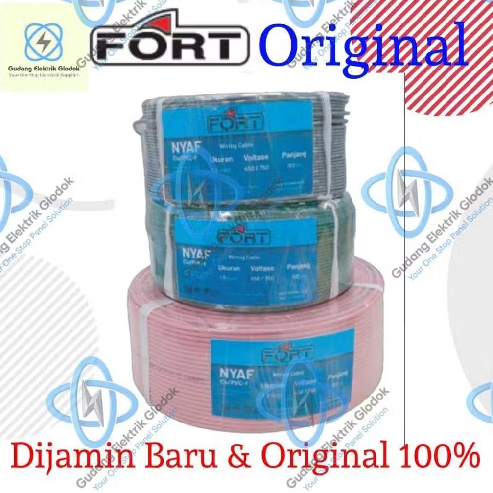 KABEL NYAF ; 16MM ; 100M ; NYAF-16 ; FORT ; HITAM / KUNING-HIJAU