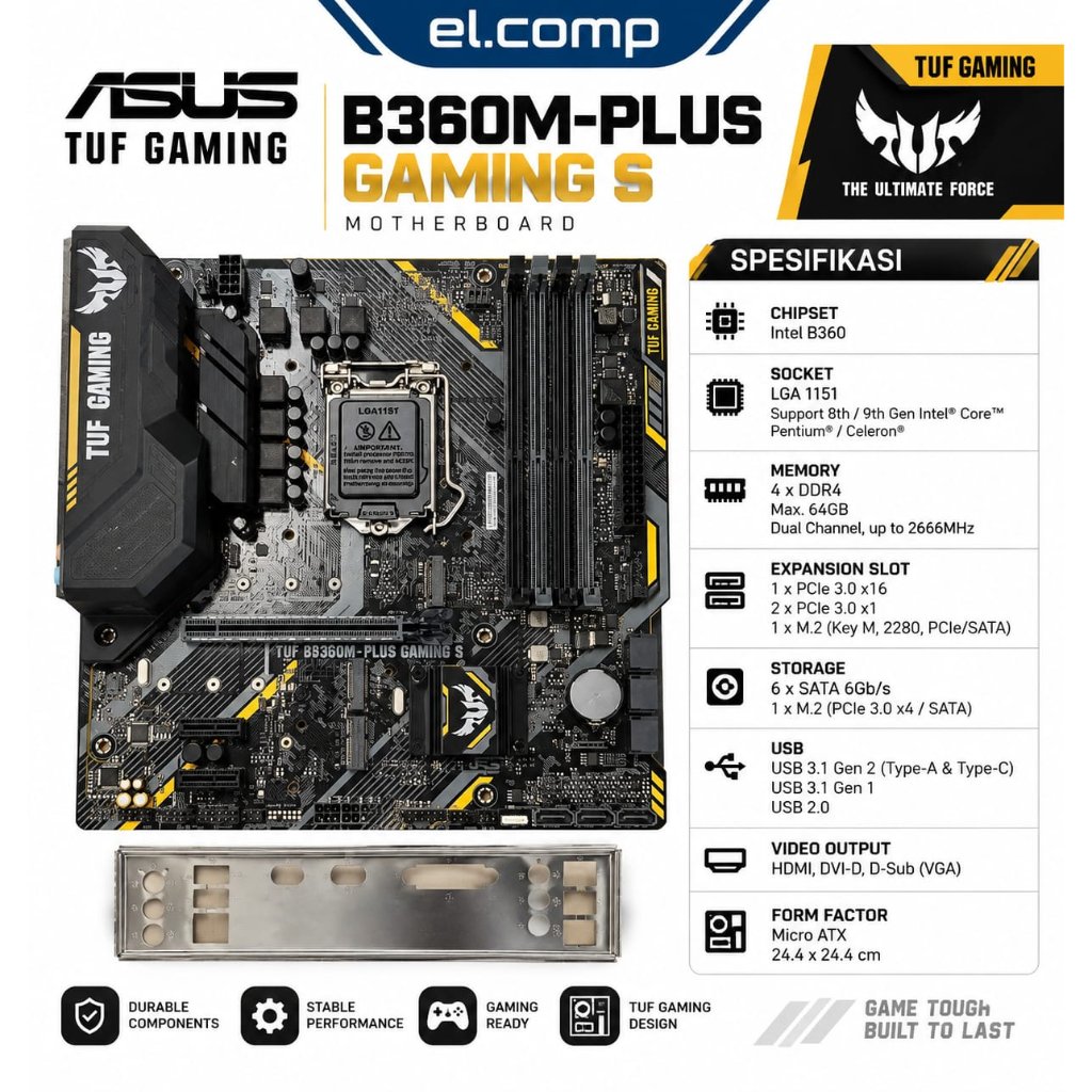 MOTHERBOARD ASUS TUF GAMING B360M-PLUS GAMING S