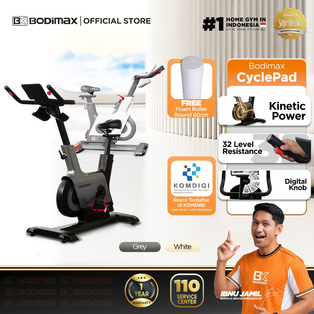 BODIMAX CYCLE PAD / SEPEDA STATIS / SEPEDA STATIS 32 LEVEL BEBAN / SEPEDA FITNESS 150KG / SMART BIKE