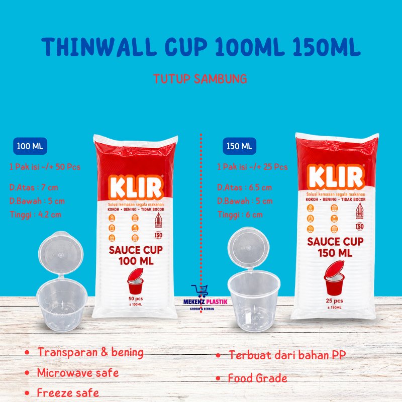 Tempat Cup Sambal Saus Pudding Slime Selai Ada Tutup Sambung 100ml 150ml I Thinwall Cup