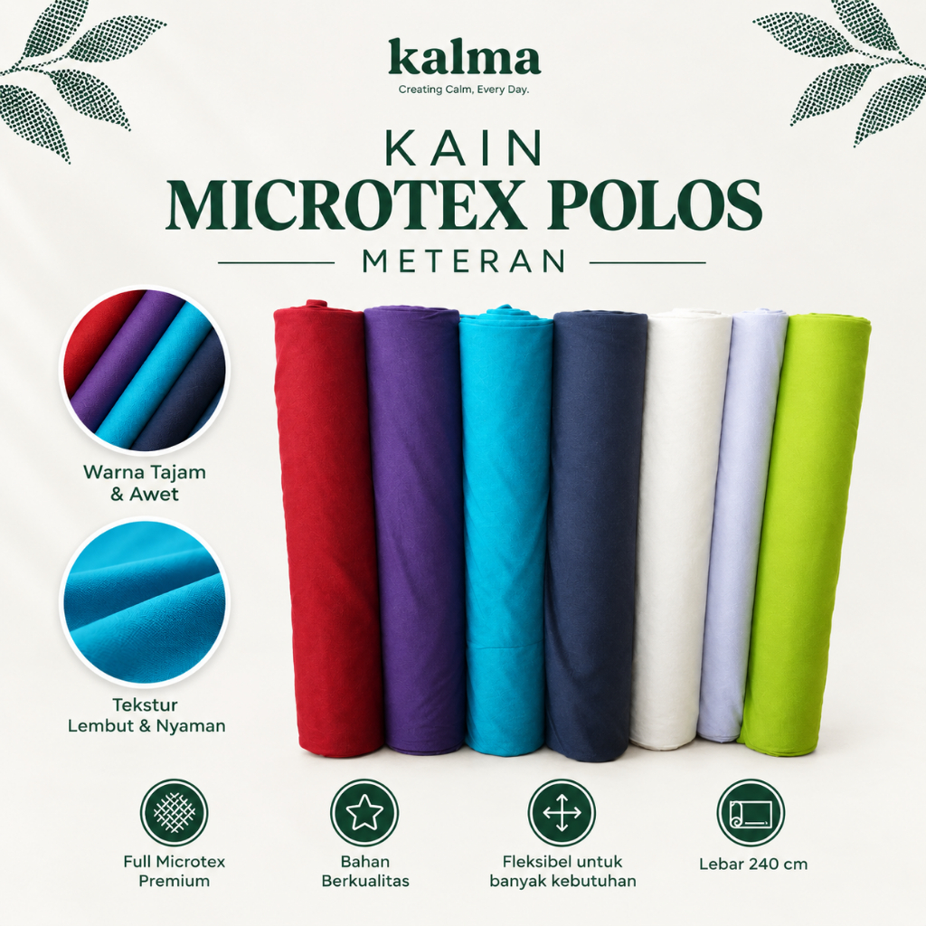 KALMA - Kain Katun Disperse Microtex Polos / Microtex Polos / Polymicro / Kain Sprei Polos 100GSM ME