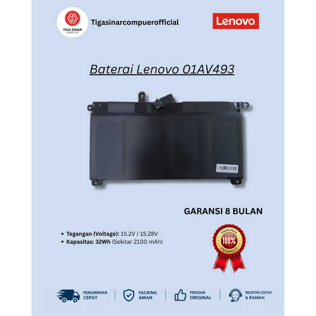 Baterai Laptop LENOVO 01AV493 00UR890 00UR891 ThinkPad T570 T580 P51S P52S