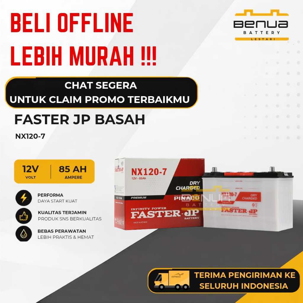 Aki Faster JP BASAH NX120-7 / Aki NX 120-7 / Aki Mobil 12V 85Ah Original Faster