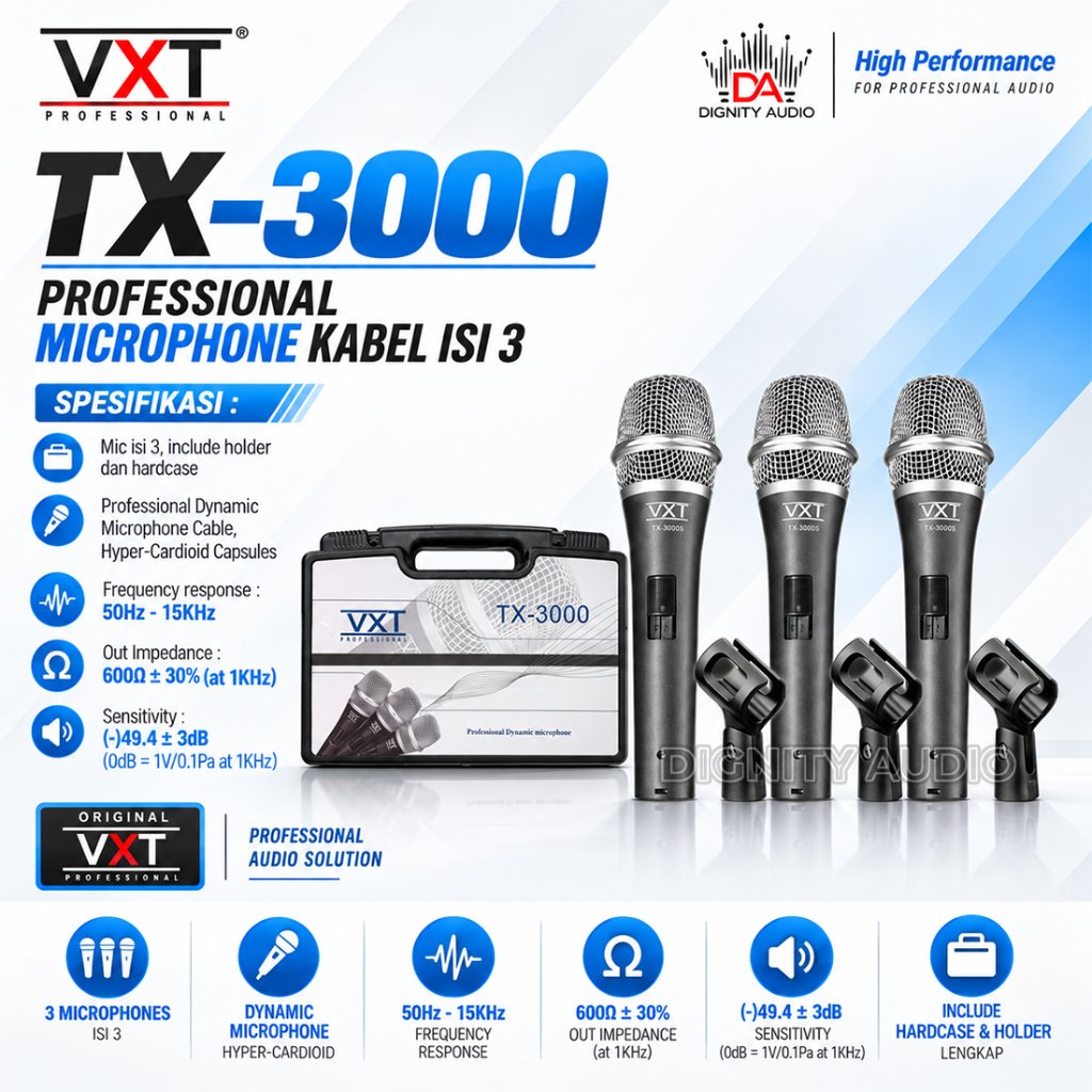 VXT TX3000 | TX 3000 Microphone Kabel Isi 3 Original