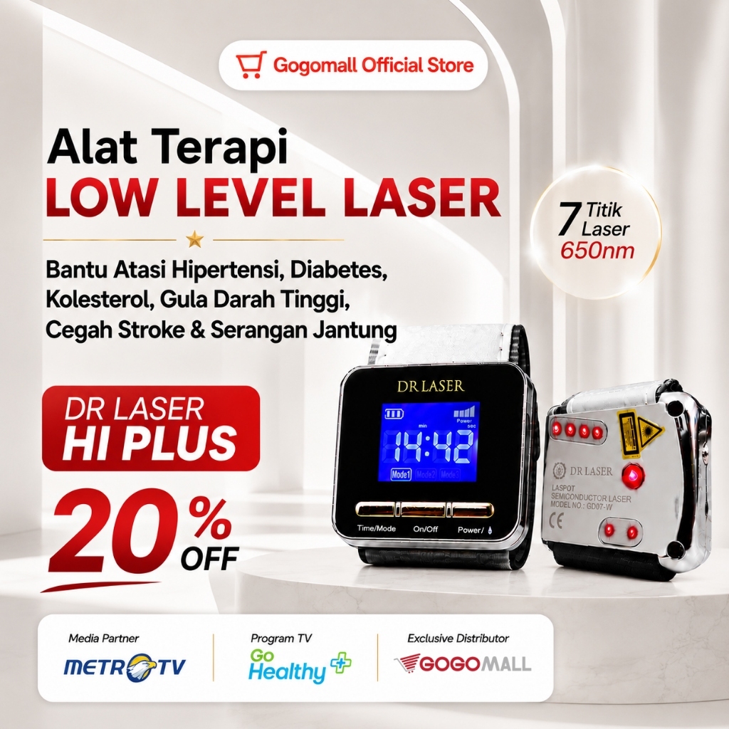 DR LASER HI PLUS OFFICIAL GOGOMALL - TERAPI MEMBANTU MENURUNKAN KOLESTEROL ASAM URAT & DARAH TINGGI