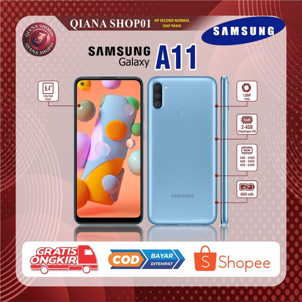 Hp Samsung Galaxy A11 Second Ram 3/32 HP Second HP Normal Siap Pakai Garansi 1Tahun