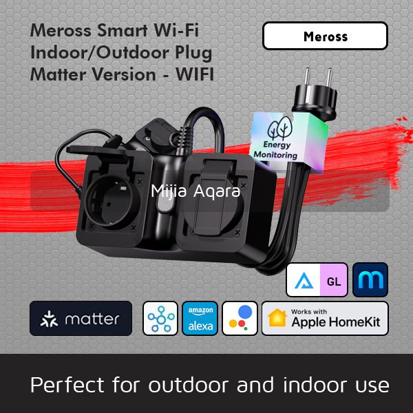 Meross Smart Wifi Indoor Outdoor Plug Matter Version Compatible with Homekit Smartthings - WIFI
