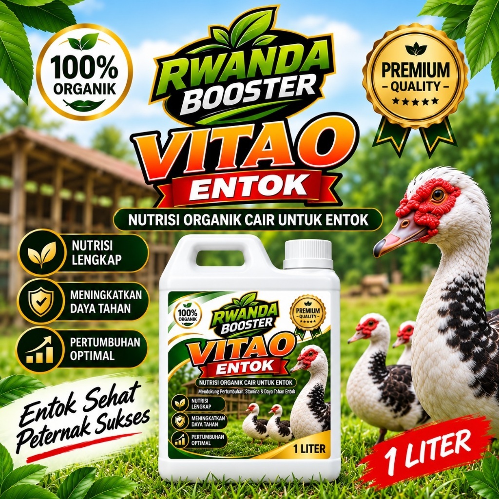 Rwanda Booster Vita O Entok 1 Liter, vitamin entok, nutrisi entok, vitamin bebek entok, booster ento