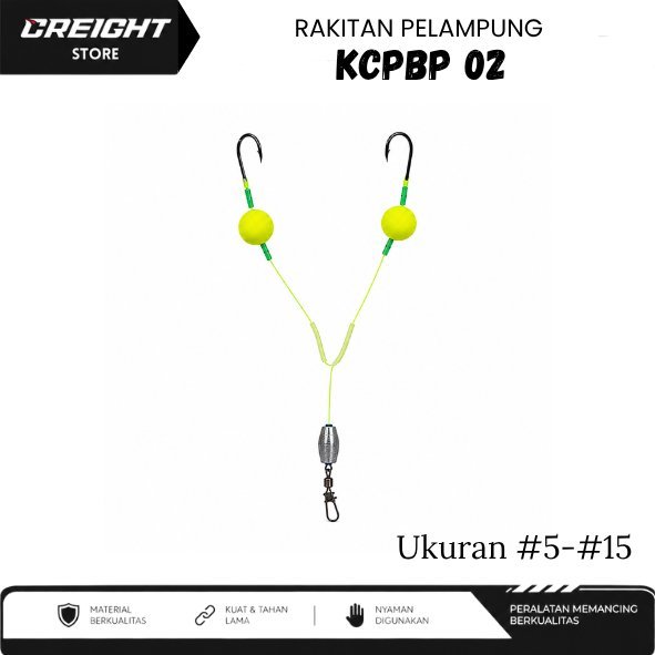 Rakitan Pelampung Cabang 2 KPCBP 02 - Ukuran #5-#15 - Rangkaian Kail Pancing Dasaran Siap Pakai - Or