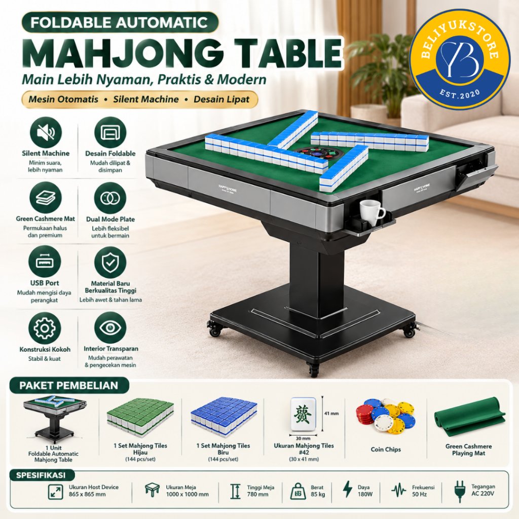 Meja Mahjong Lipat /Folding Mahjong Table / Portable Mahjong Table / Travel Mahjong / Collapsible Ma