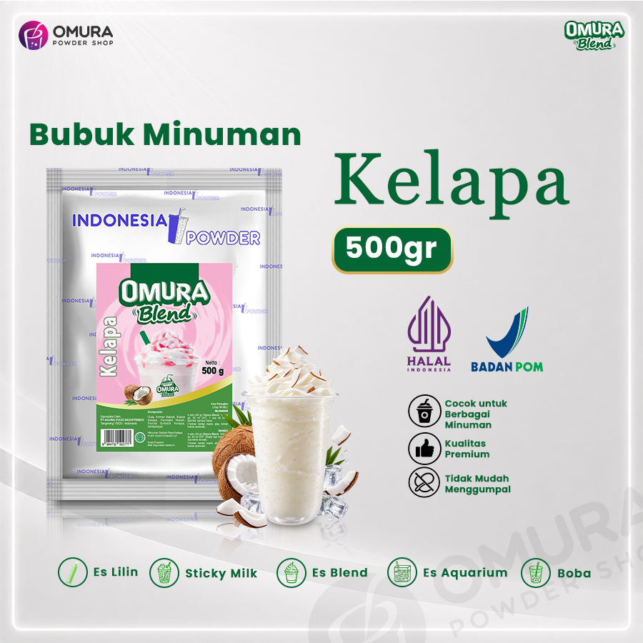 Bubuk Minuman Premium Rasa Kelapa / Es Doger 500 Gram HALAL & BPOM Blend Powder Drink Omura Powder