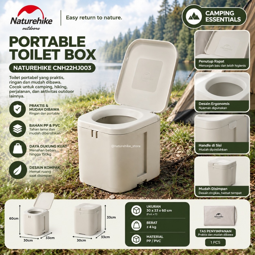 Naturehike Toilet Box Portable CNH22HJ003 Camping Lipat Outdoor