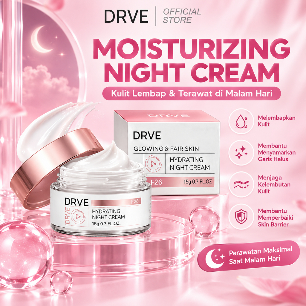 DRVE Moisturizing Night Cream Night Moisturizer Pelembab Wajah Malam Brightening Glowing Skin Barrie