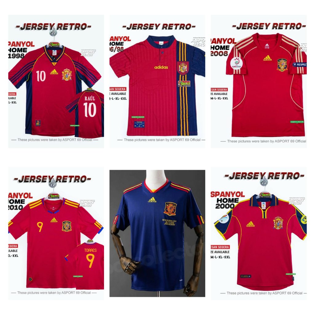 KOLEKSI JERSEY SPANYOL RETRO HOME AWAY 1996 - 2010