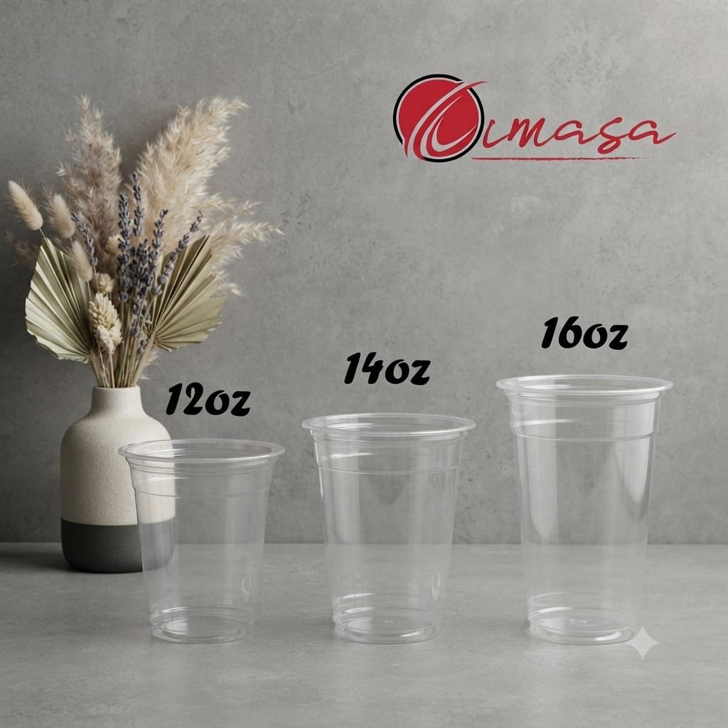 50 Gelas Plastik BSM 12oz, 14oz, 16oz dan 22oz - Praktis, Tahan Lama, Harga Terjangkau