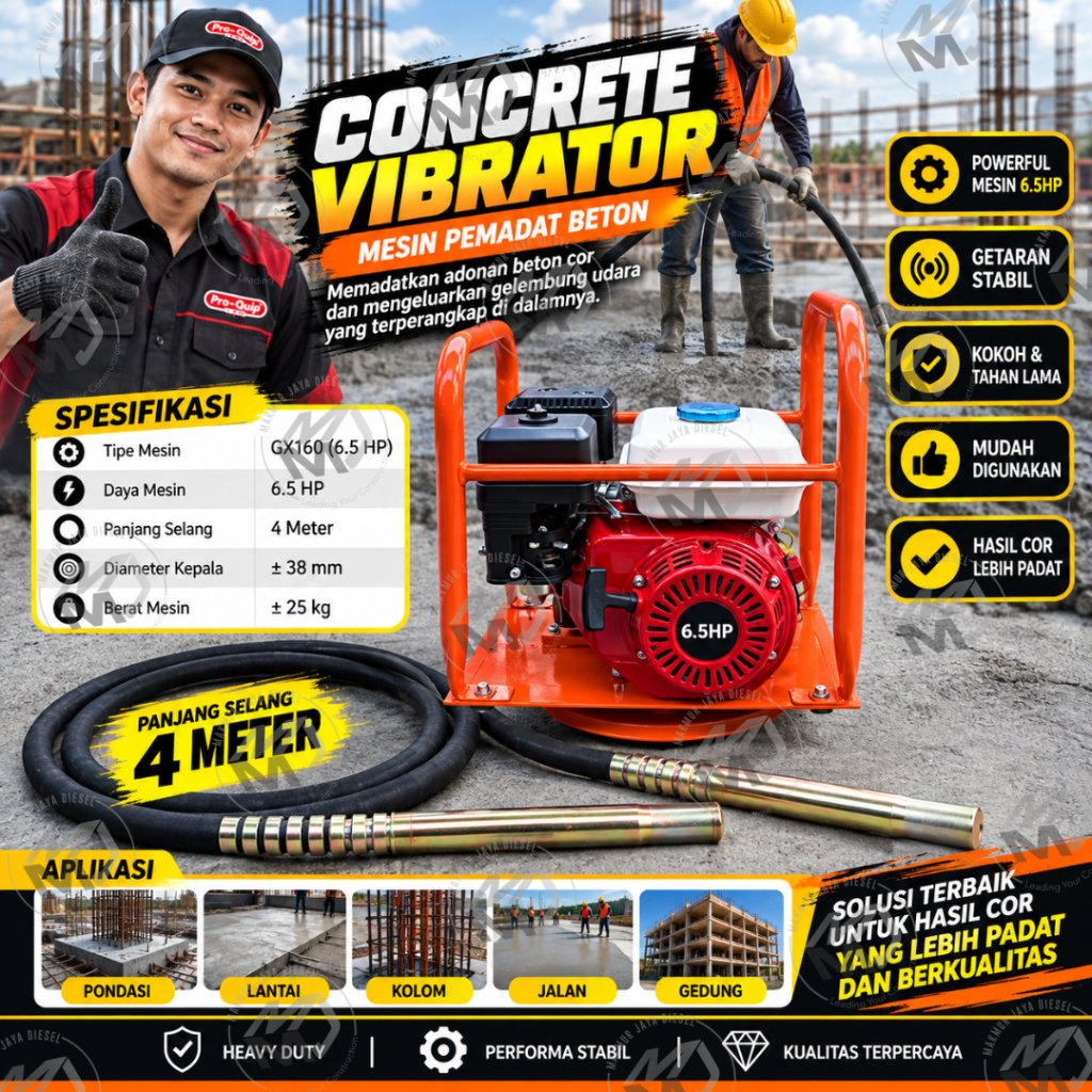 Mesin Viberator Cor Lengkap Mesin dan Selang Viberator