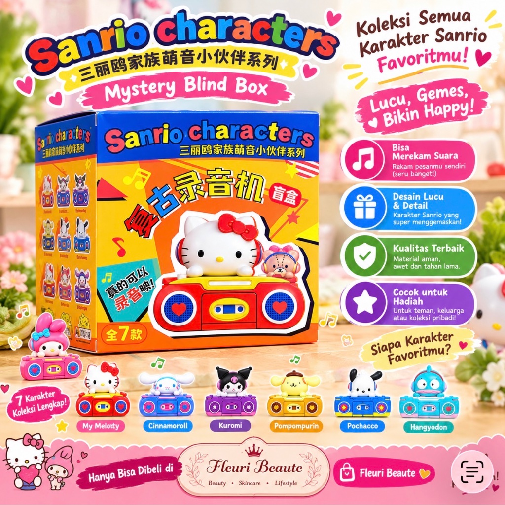 FLEURI | HOT NEW ITEM BLIND BOX SANRIO TYPE RECORDER HELLO KITTY MY MELODY CINNAMOROLL | BISA MEREKA