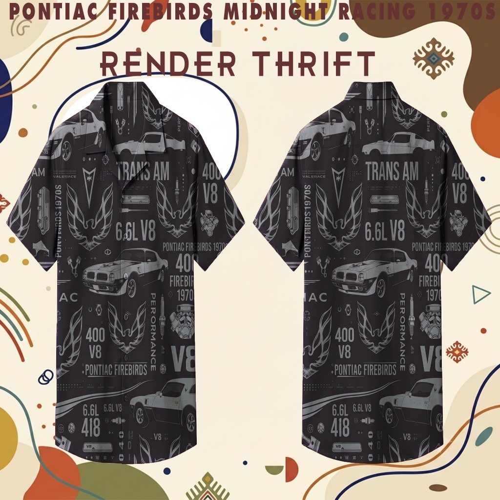Render Thrift - "The Midnight Trans Am 400" 1970s Automotive Archive Full-Print Shirt / Kemeja Works