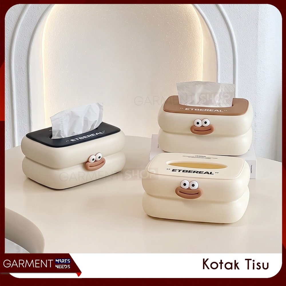 MONSTISU - Kotak Tisu Lucu Karakter Emoticon Tempat Tissue Roll Wajah Estetik Meja Makan Wadah Unik 