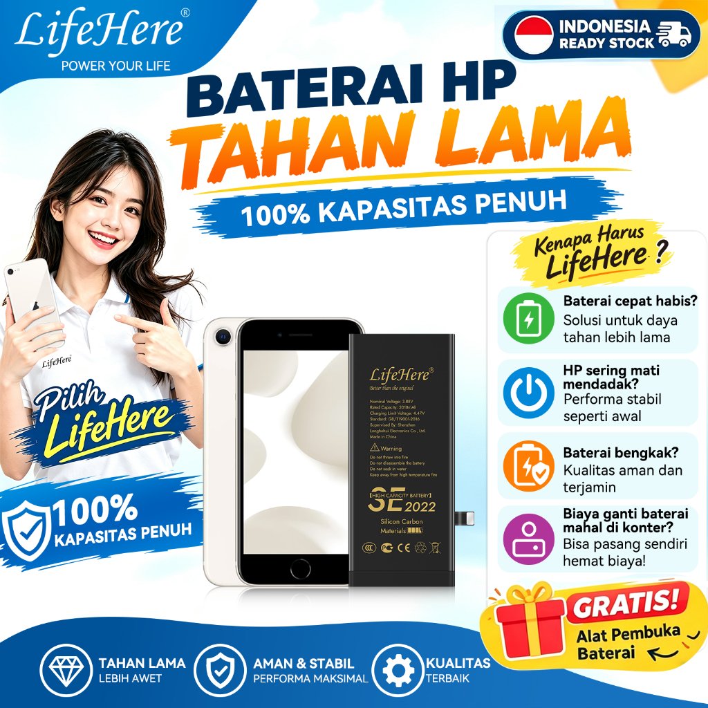 Lifehere baterai iphone SE2022/IPhone SE3 Baterai