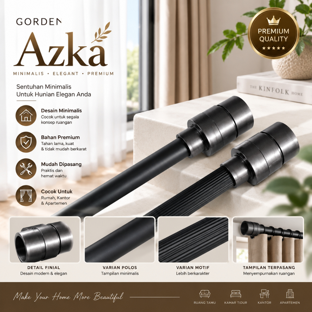 Batang gorden minimalis Untuk Gorden Blackout Merk ori tozan
