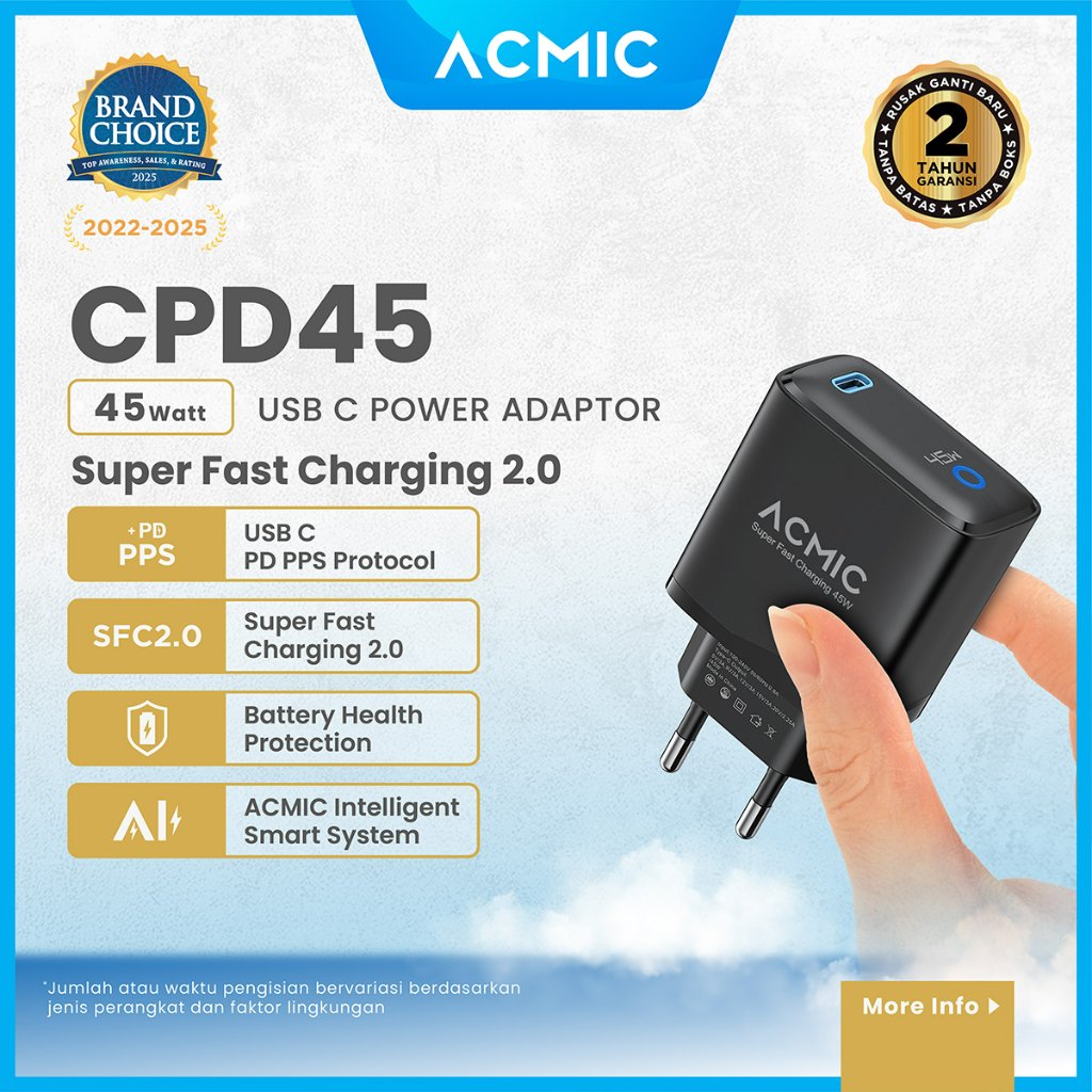 ACMIC CPD45 Type C 45W Charger Super Fast Charging Adaptor Samsung