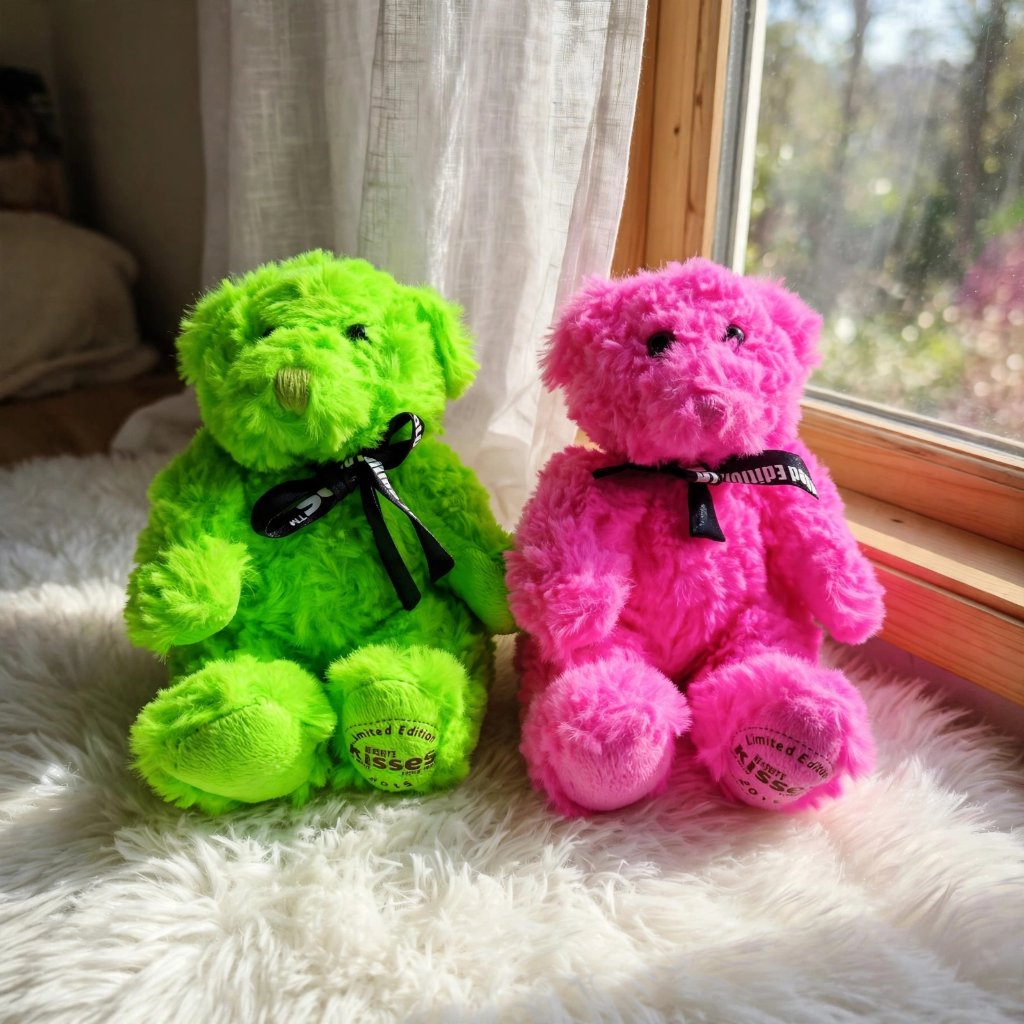 Boneka Teddy Bear Beruang Bulu Lembut Sepasang dengan Pita Hitam