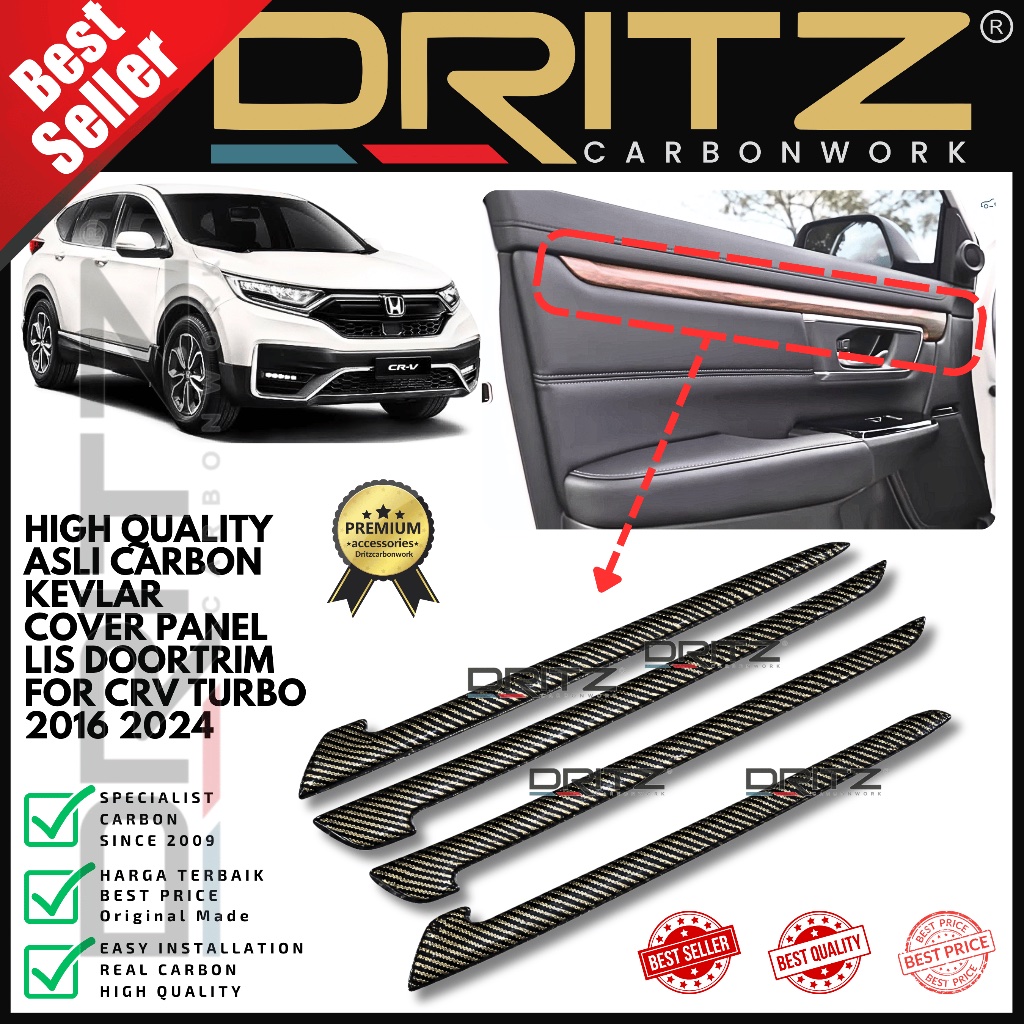 High Quality Asli Carbon Kevlar Cover Panel Lis Doortrim HONDA CRV Turbo 2016 2023 Interior Aksesori