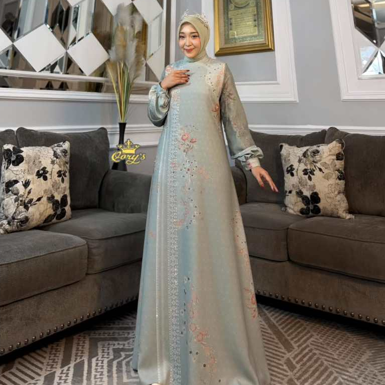 Qorys Premium  Gamis Bahan Lady Ice Mix Organza 5 Warna
