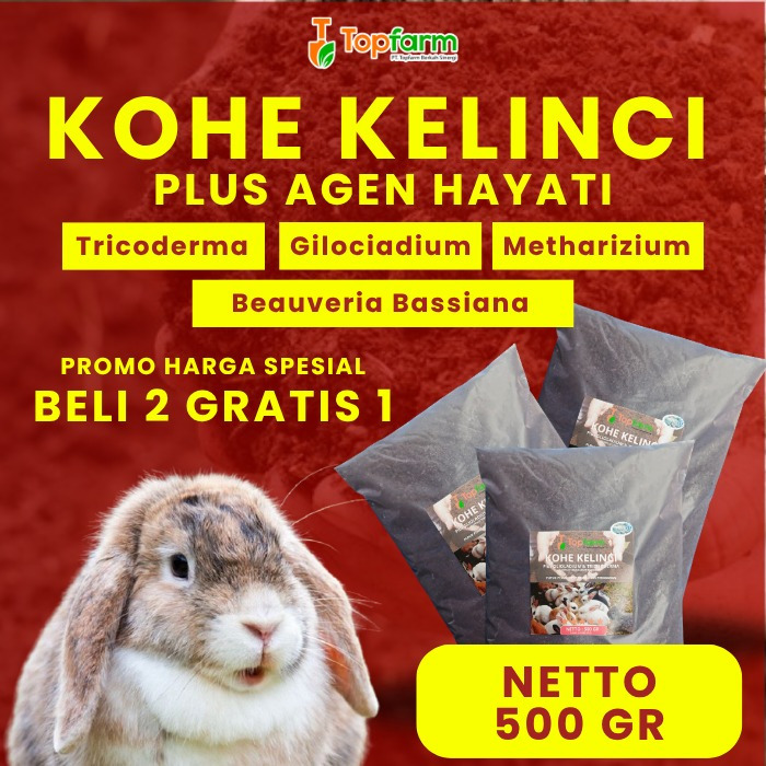 Pupuk Kohe Kelinci Topfarm / Pupuk Kandang Kohe Kelinci / Kohe Kelinci Terbaik / Pupuk Organik Kohe 