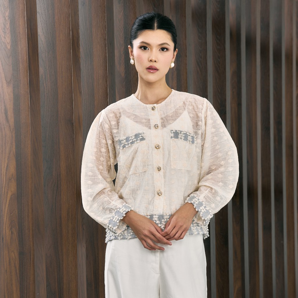 ** CACAT/REJECT ** - MINEWEAR - ELOK BLOUSE - ATASAN BLOUSE WANITA CREAM