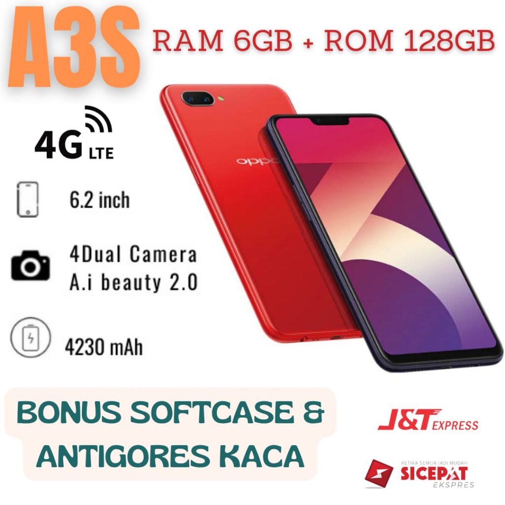 Hp OPPO A3S RAM 6/128GB 4G LTE Garansi 1 Tahun