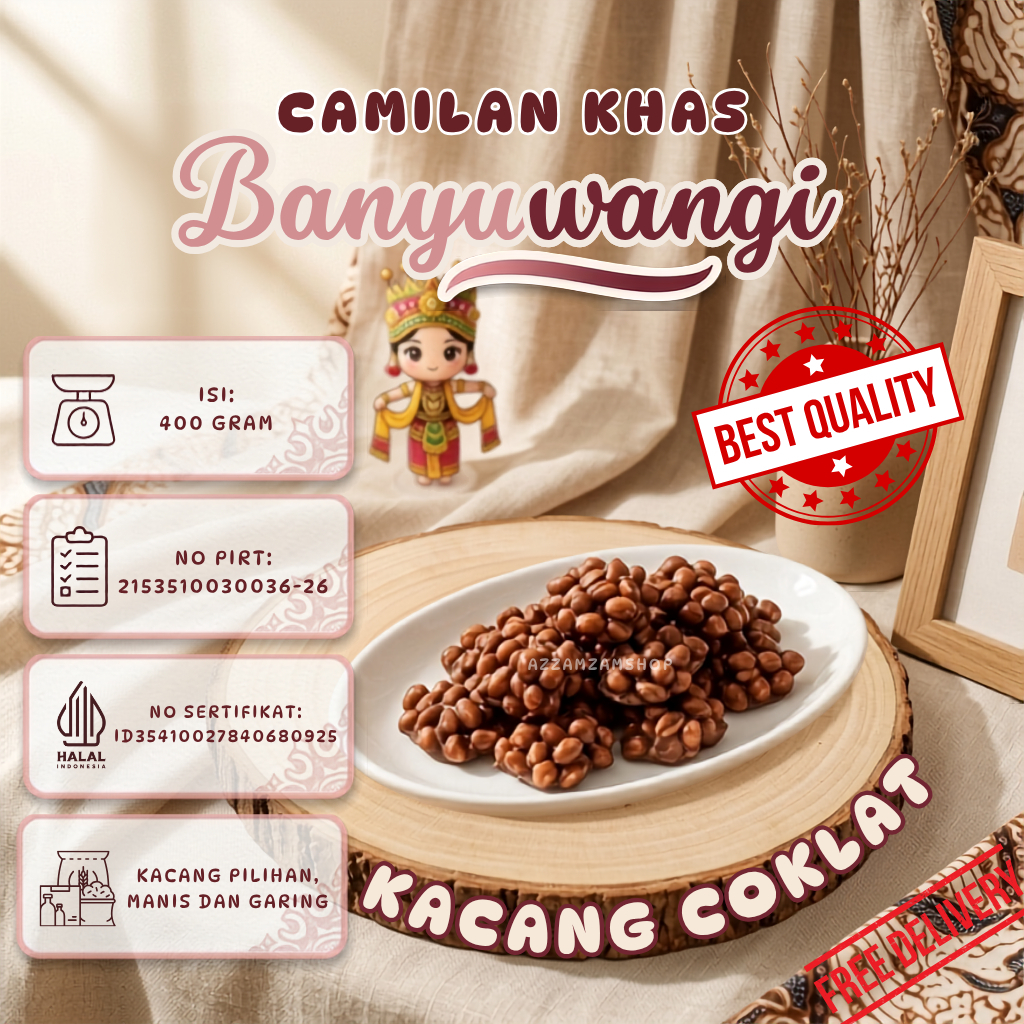 Kue Kacang Coklat / Snack Ampyang Manis / Cemilan Super Manis Renyah 400gr