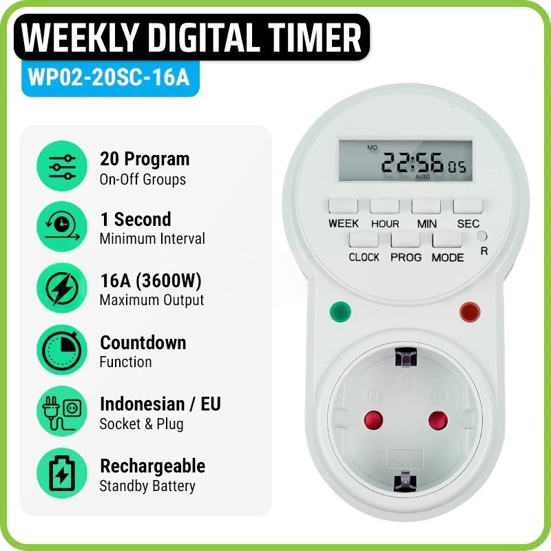 Stop Kontak Timer Digital / Timer Otomatis sampai DETIK