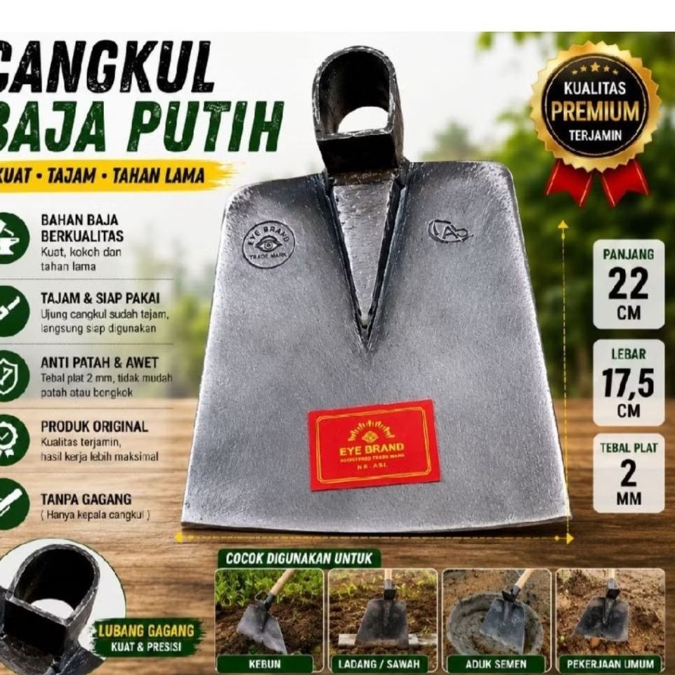 Cangkul Baja PUTIH,Cangkul Sawah,Cangkul Tanah,Cangkul Anti Lengket Cangkul Baja