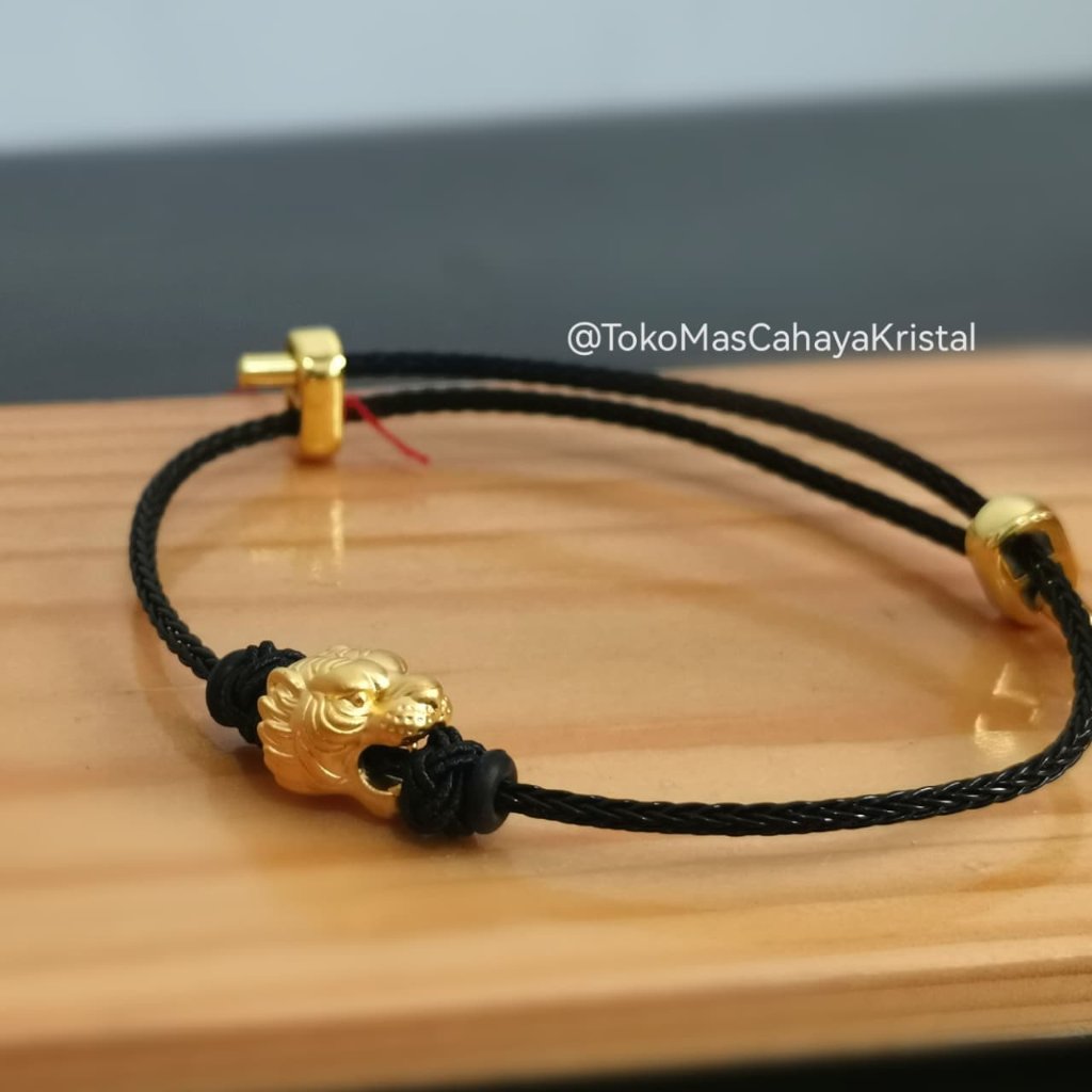 Gelang Tali Emas Charm Macan Emas 24k - Tiger Gold Bracelet