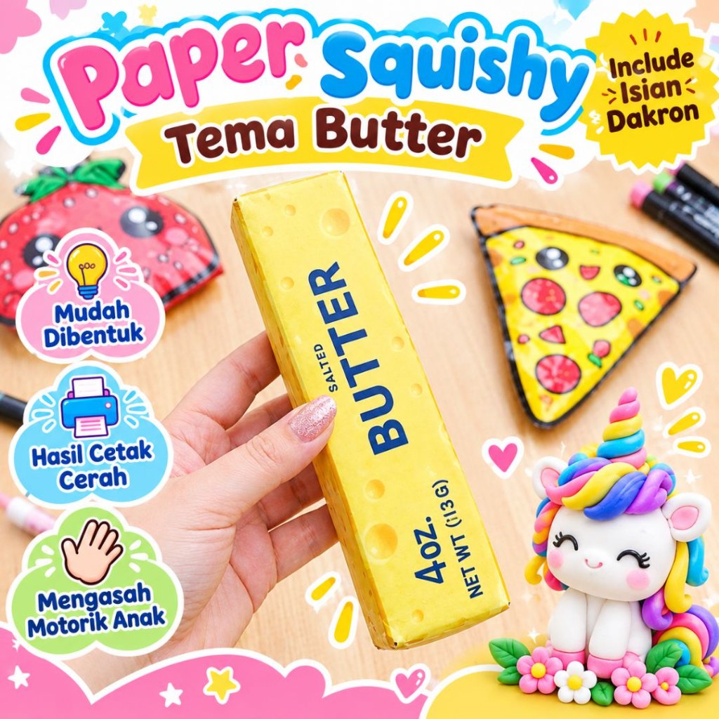 Paper Squishy Tema Butter dengan Isian Dakron | squishy kertas DIY | Paper Squishy DIY