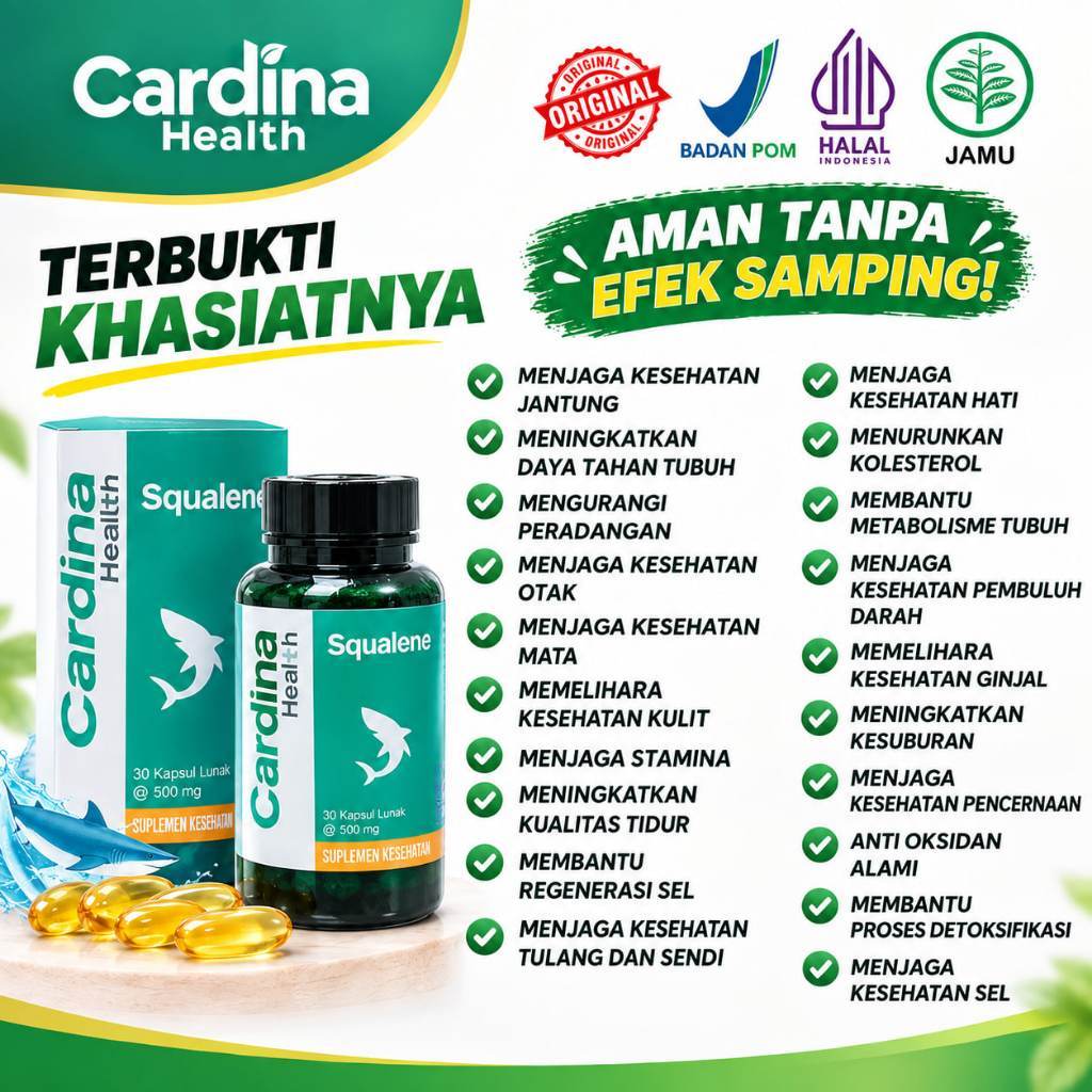 BPOM Caridna Squalene Obat Tenggorokan Herbal untuk Bersihkan Dahak Paru-Paru, Batuk Berdahak, Dada 