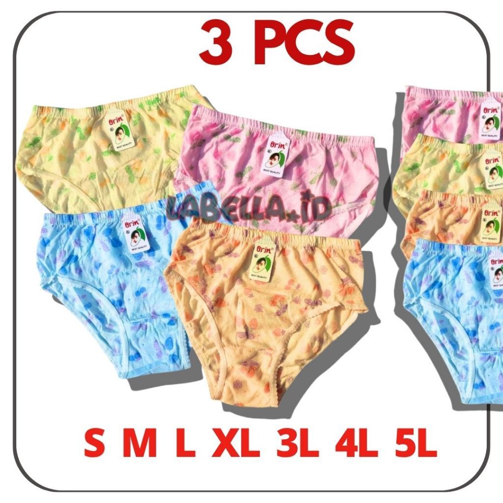 TERMURAH PAKET 3 PCS CD WANITA ORIN | CELANA DALAM WANITA  ORIN ANAK - DEWASA SIZE S - 5L  LABELLA.I