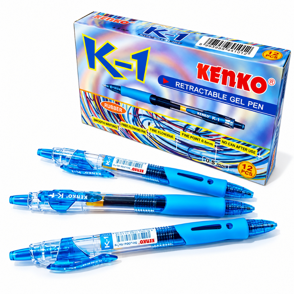 Pulpen Gel Kenko K-1 Mini Retractable 0.5mm Biru ( 1pak/12pcs )