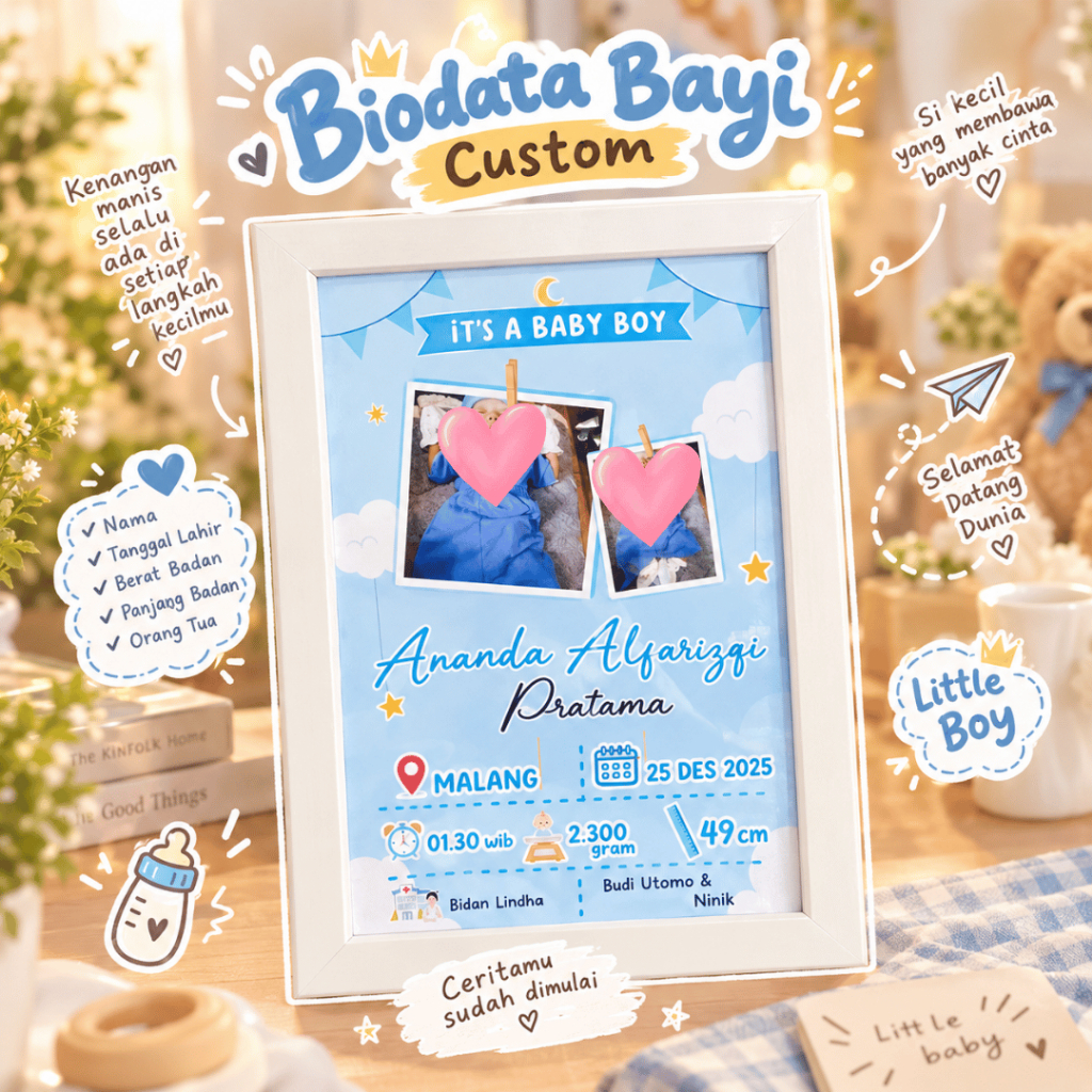 Pigura Biodata Bayi Custom