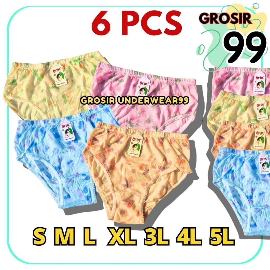 TEERLARIS PAKET 6 PCS CD WANITA ORIN | CELANA DALAM WANITA  ORIN ANAK - DEWASA SIZE S - 5L  GROSIR99