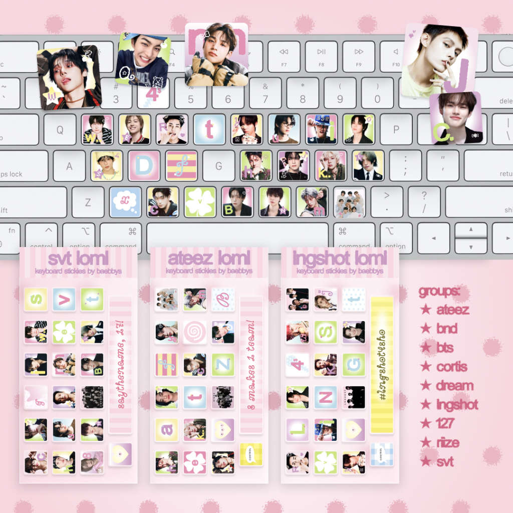 ready stock - kpop keyboard sticker | ateez, bts, cortis, lngshot, nct 127, nct dream & seventeen by