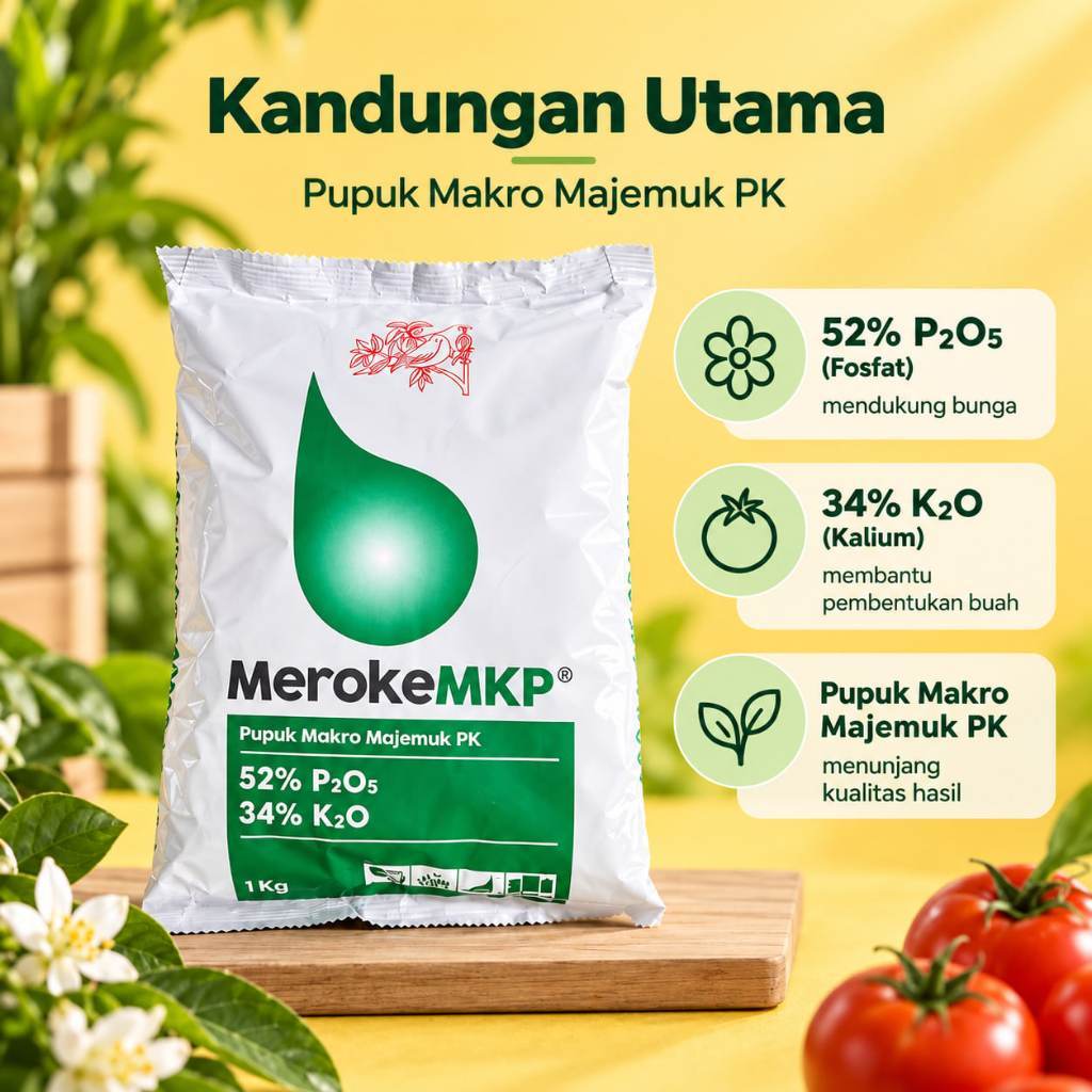 MerokeMKP 1Kg Pupuk MKP 52% P2O5 34% K2O untuk Bunga Buah dan Tanaman