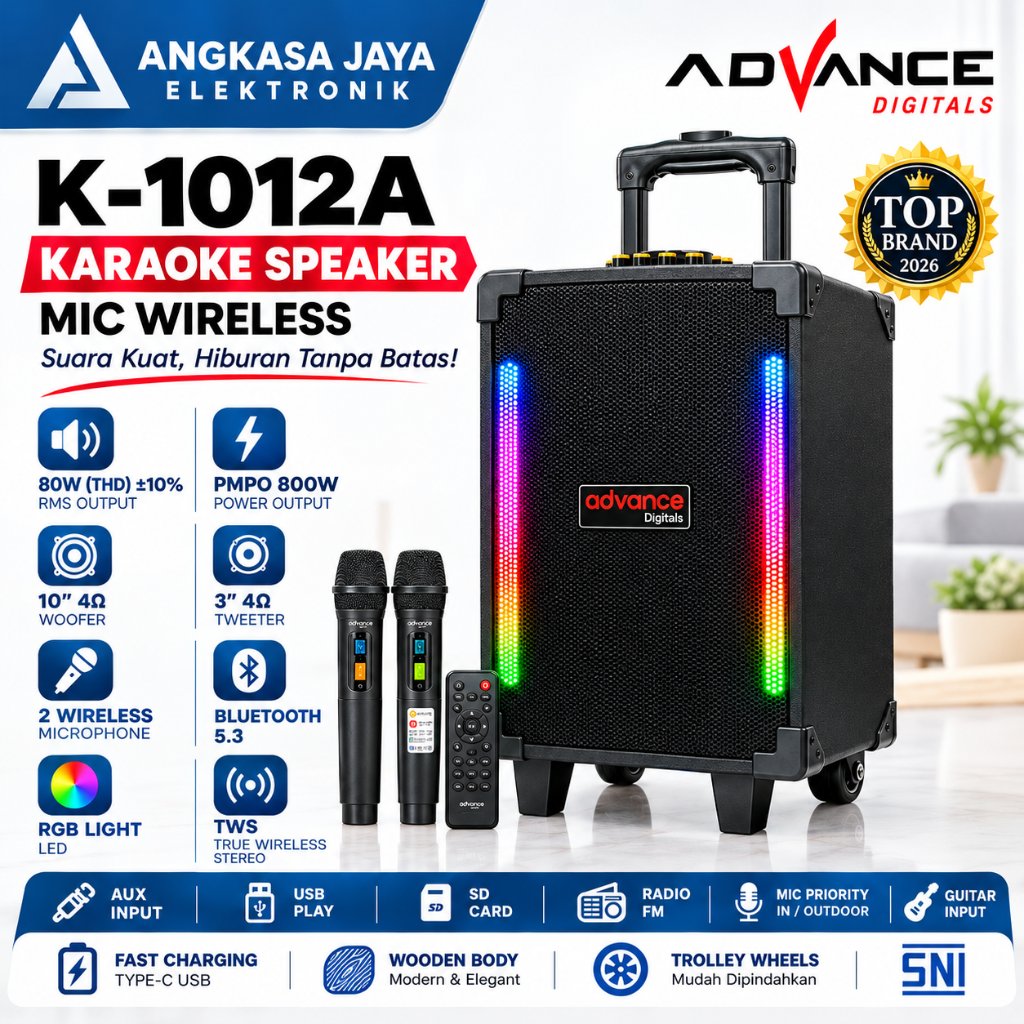 SPEAKER AKTIF ADVANCE K1012A - GARANSI RESMI - 800W - BLUETOOTH