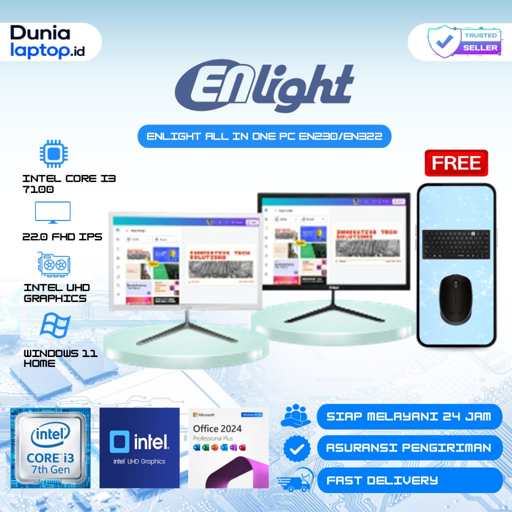 Enlight Komputer PC All in One Intel Core i3 7100 22" All-in-one pc FHD IPS 8GB 256GB SSD Win10Pro